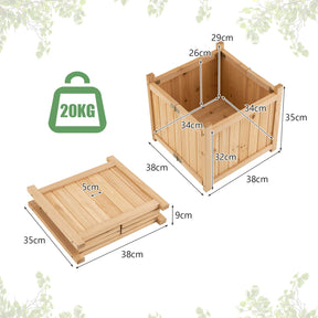 Fir Wood Raised Garden Bed, Outdoor Elevated Planter w/Drainage Hole
