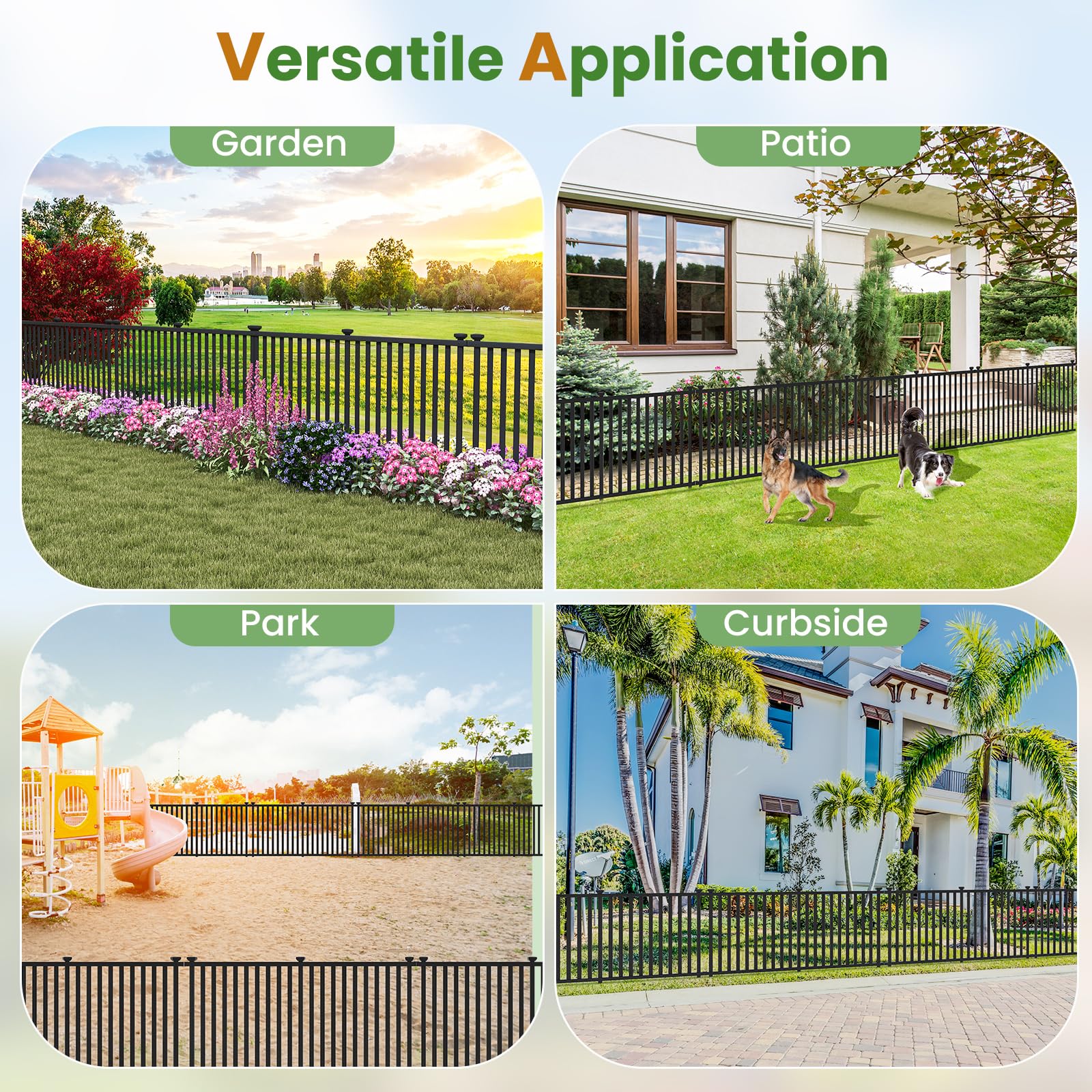 Giantex Picket Fence 2 Panels, 80''W x 37.5''H Decorative Outdoor Garden Fence