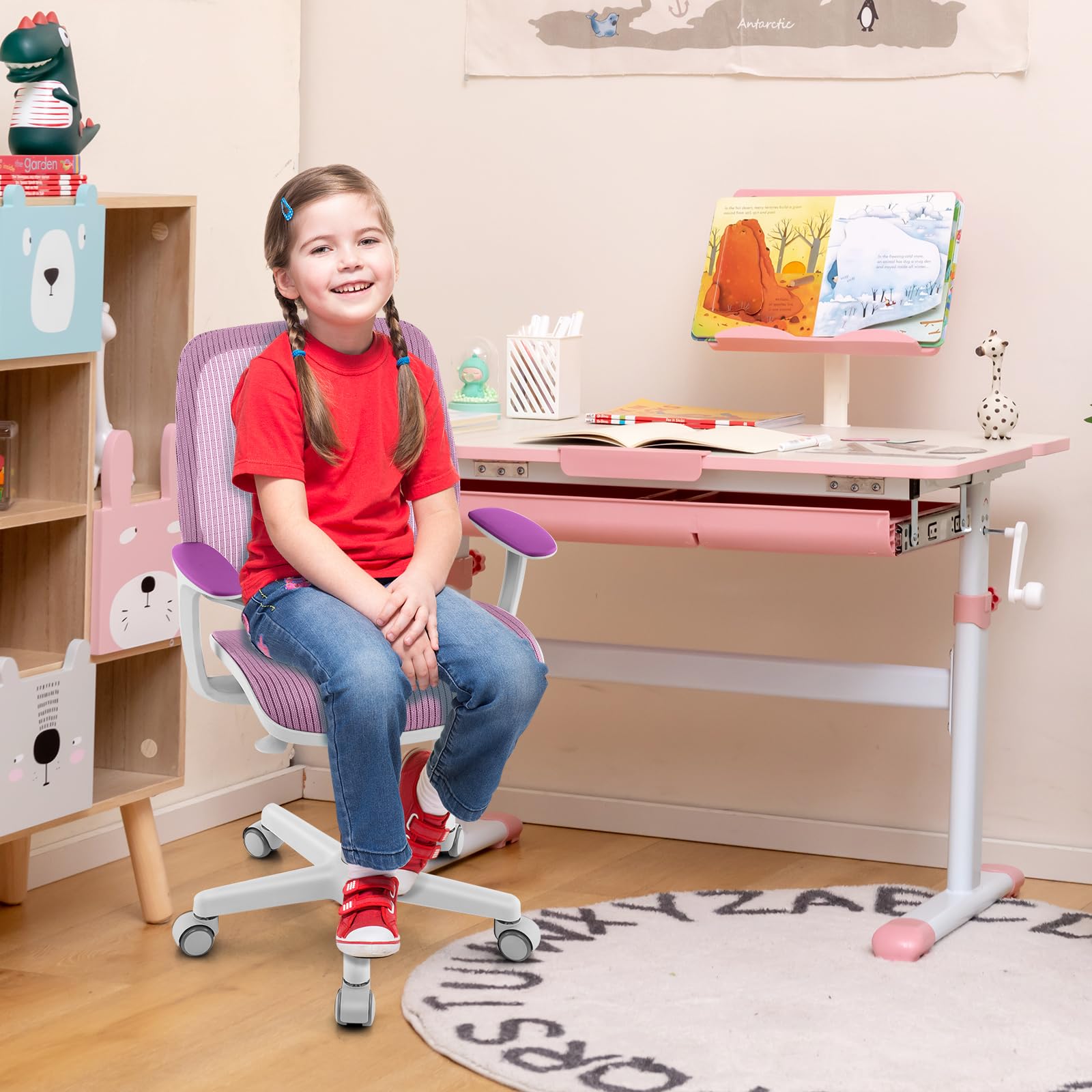 Ergonomic Children Study Computer Chair, Mesh Swivel Task Student Chair 6-15 Years for Home School Office