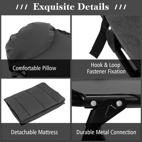 Folding Camping Cot W/Detachable Mattress, 6-Position Adjustable Backrest