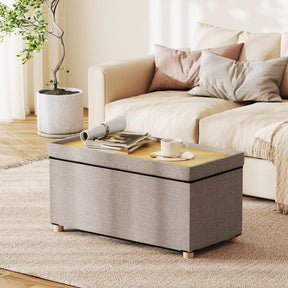 76cm Storage Ottoman Bench Linen Fabric End of Bed Bench