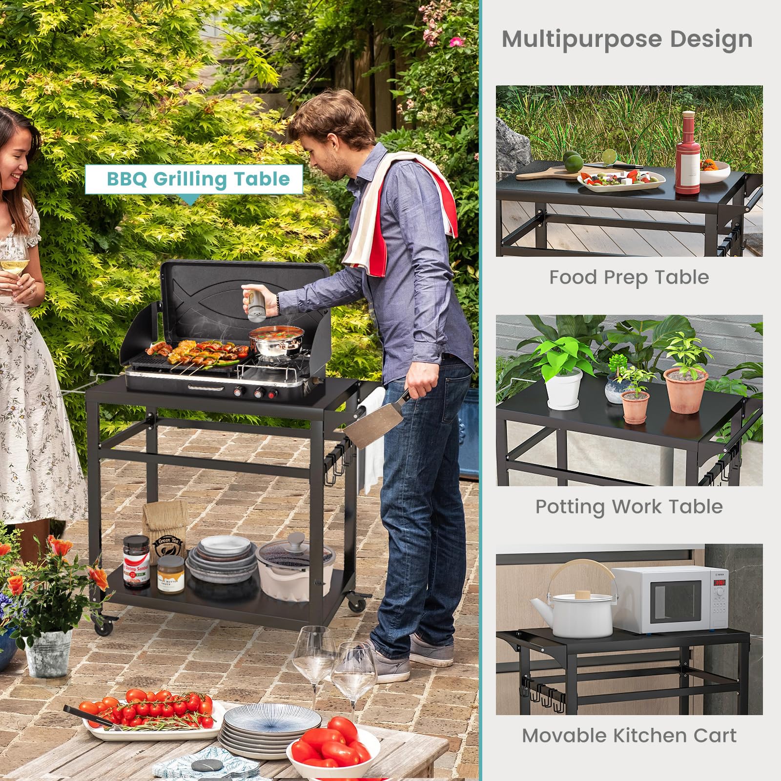 Giantex Outdoor Grill Cart - Pizza Oven Stand Table