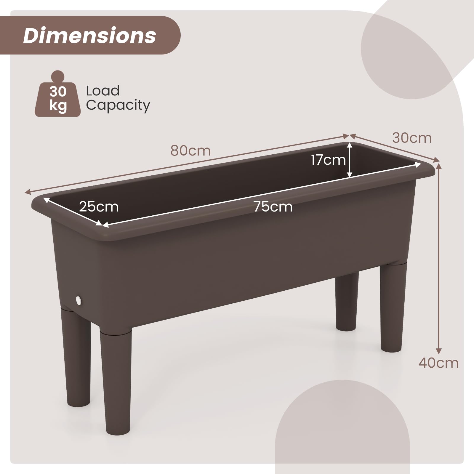 2 PCS Raised Garden Beds, Self-Watering Planter Box with Detachable Legs & Drainage Hole