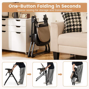 Foldable High Chair, Easy Clean Compact Highchair with Removable Adjustable Tray and PU Seat Cushion