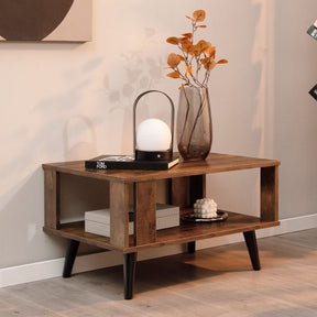 Giantex Coffee Table with Storage Shelf, 2-Tier Tea Table w/Supportive Legs