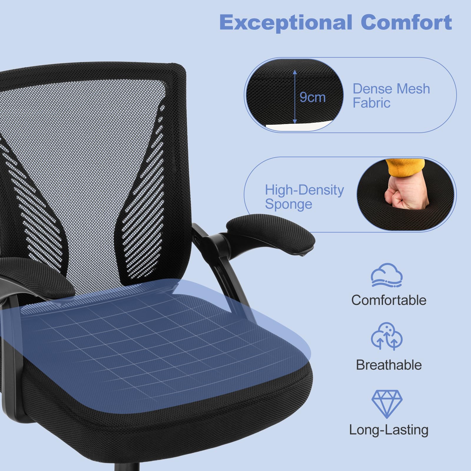Giantex Ergonomic Office Chair, Adjustable Swivel Task Chair with Flip-Up Armrests