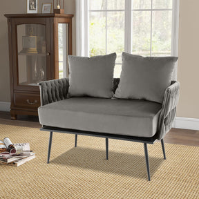 Giantex Modern Loveseat Sofa, Upholstered Dutch Velvet Sofa Couch
