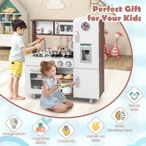 Kids Kitchen Playset, Pretend Play Kitchen Toy w/Realistic Sounds & Lights