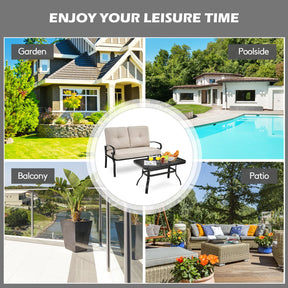 2 Pieces Outdoor Conversation Set with Ergonomic Backrest & Armrest for Balcony & Poolside