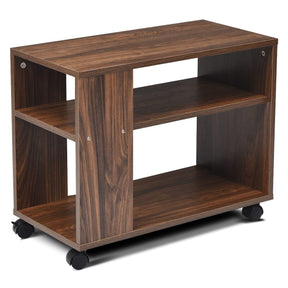 Giantex 3-Tier Side Table with Storage Shelf, Sofa Side Table with Wheels for Small Spaces, Industrial Nightstand