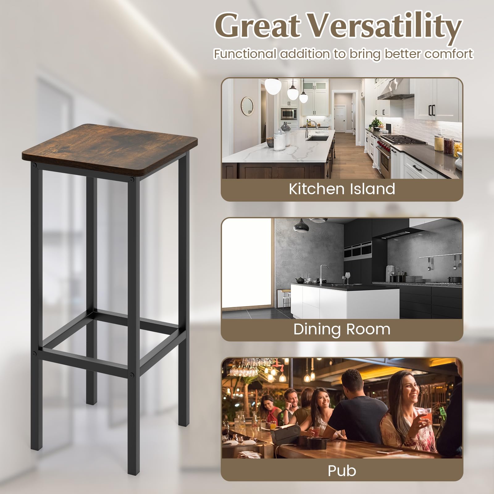 72cm Bar Chair with Metal Legs & Footrest