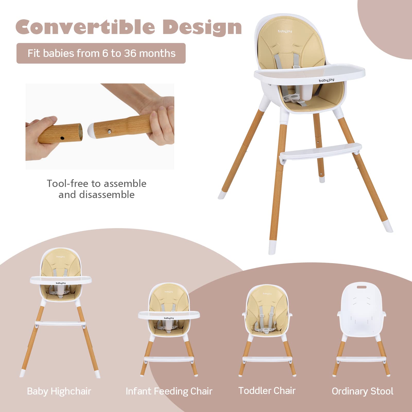 BABY JOY Convertible Baby Highchair