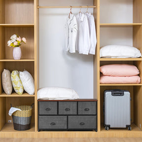 Giantex Chest of 5 Drawers, Cube Storage Organizer Unit, Dresser Unit w/Easy Pull Removable Fabric Bins
