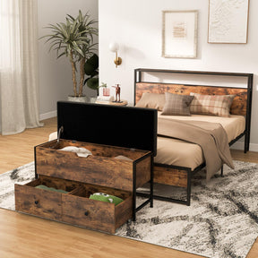Giantex Storage Ottoman Bench with Padded Seat Cushion, Flip Top Storage Chest with 2 Drawers