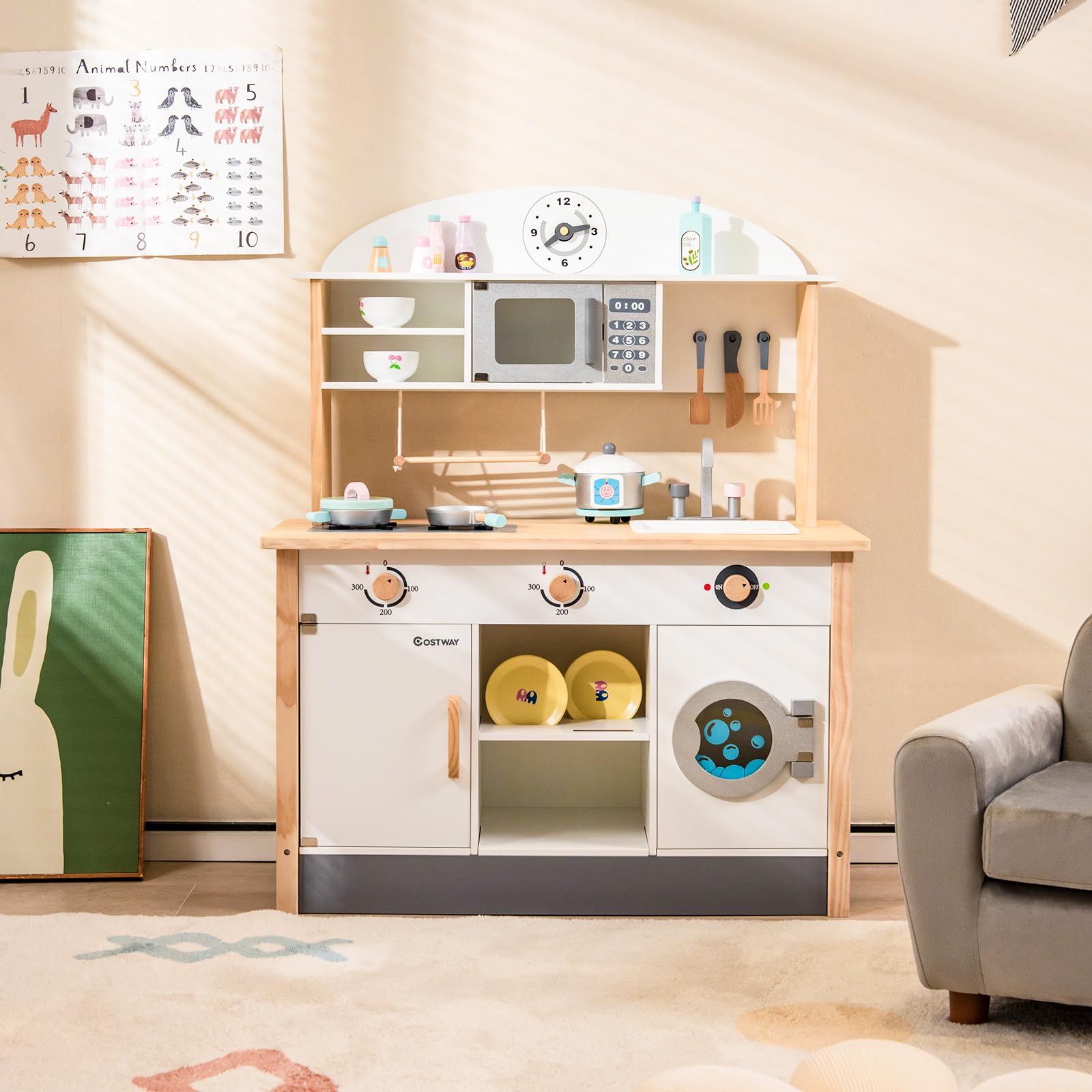 HONEY JOY Kids Wooden Kitchen Playset