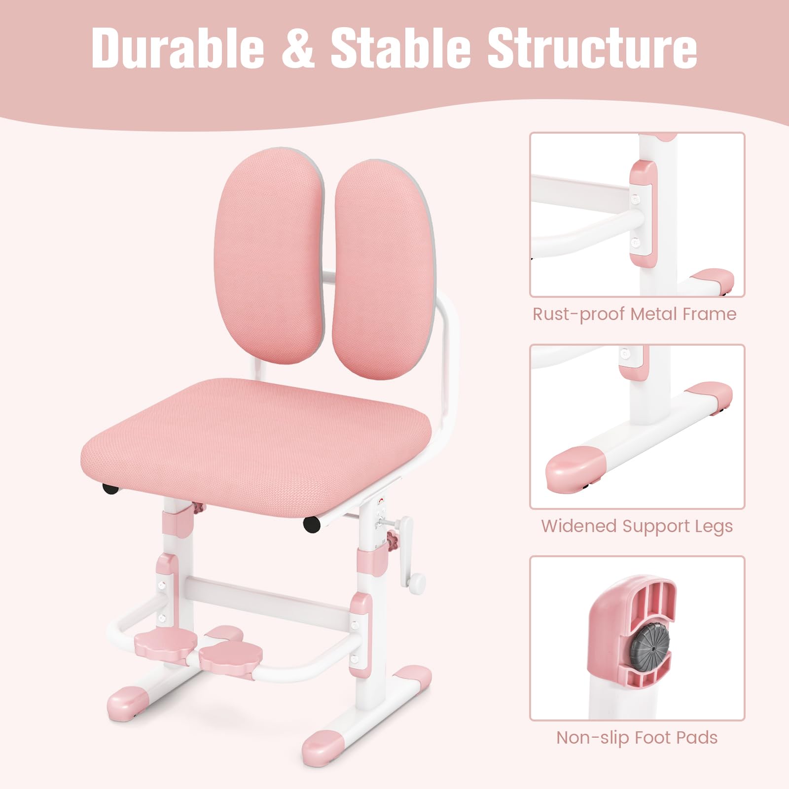BABY JOY Height-Adjustable Kids Desk Chair, Ergonomic Children Study Chair