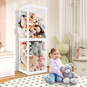 300L Large Stuffed Animal Storage, Space-saving Plush Toy Cage w/Open Top & Elastic Cords