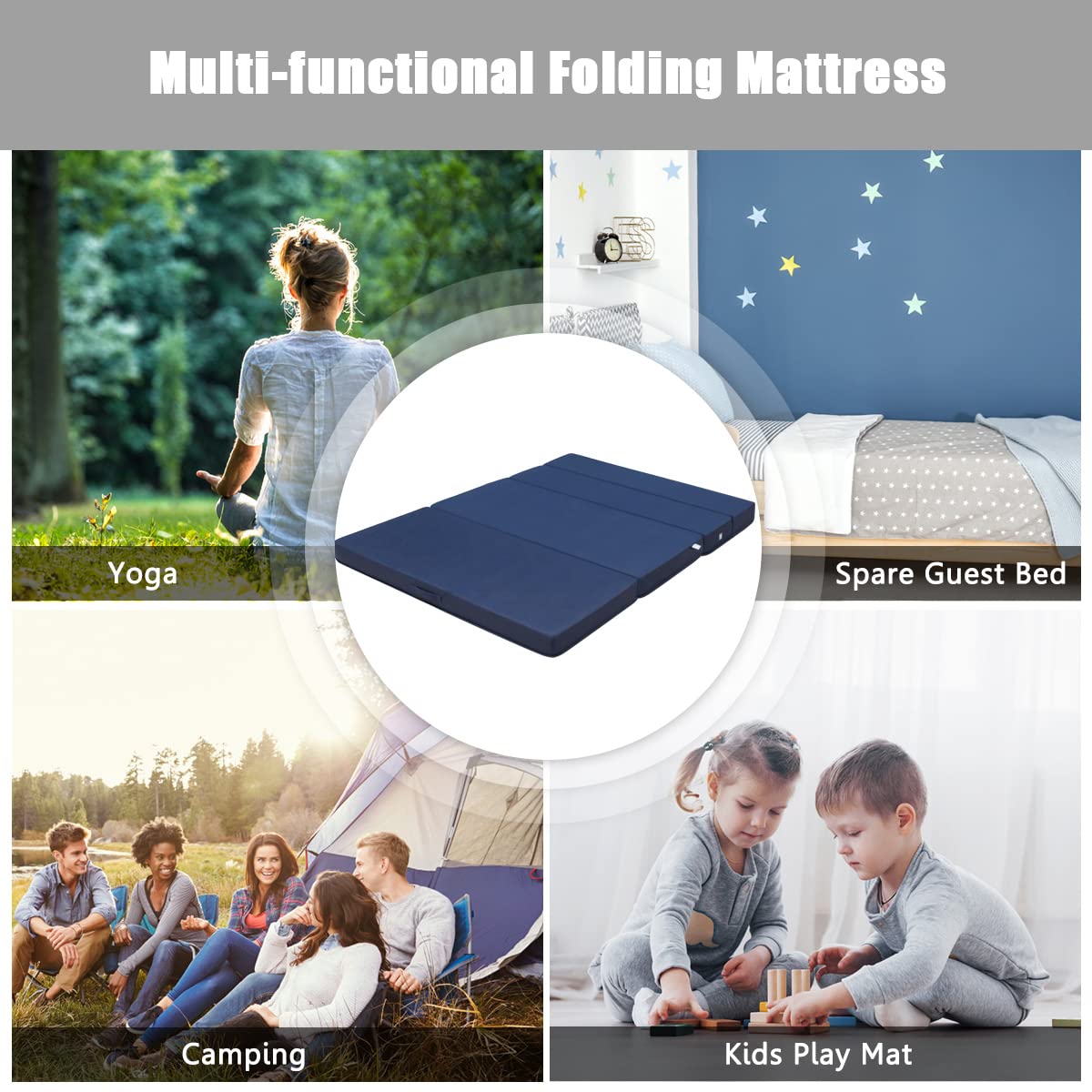 Giantex 10cm Folding Mattress, Portable Sofa Bed Play Mat for Guests Kids