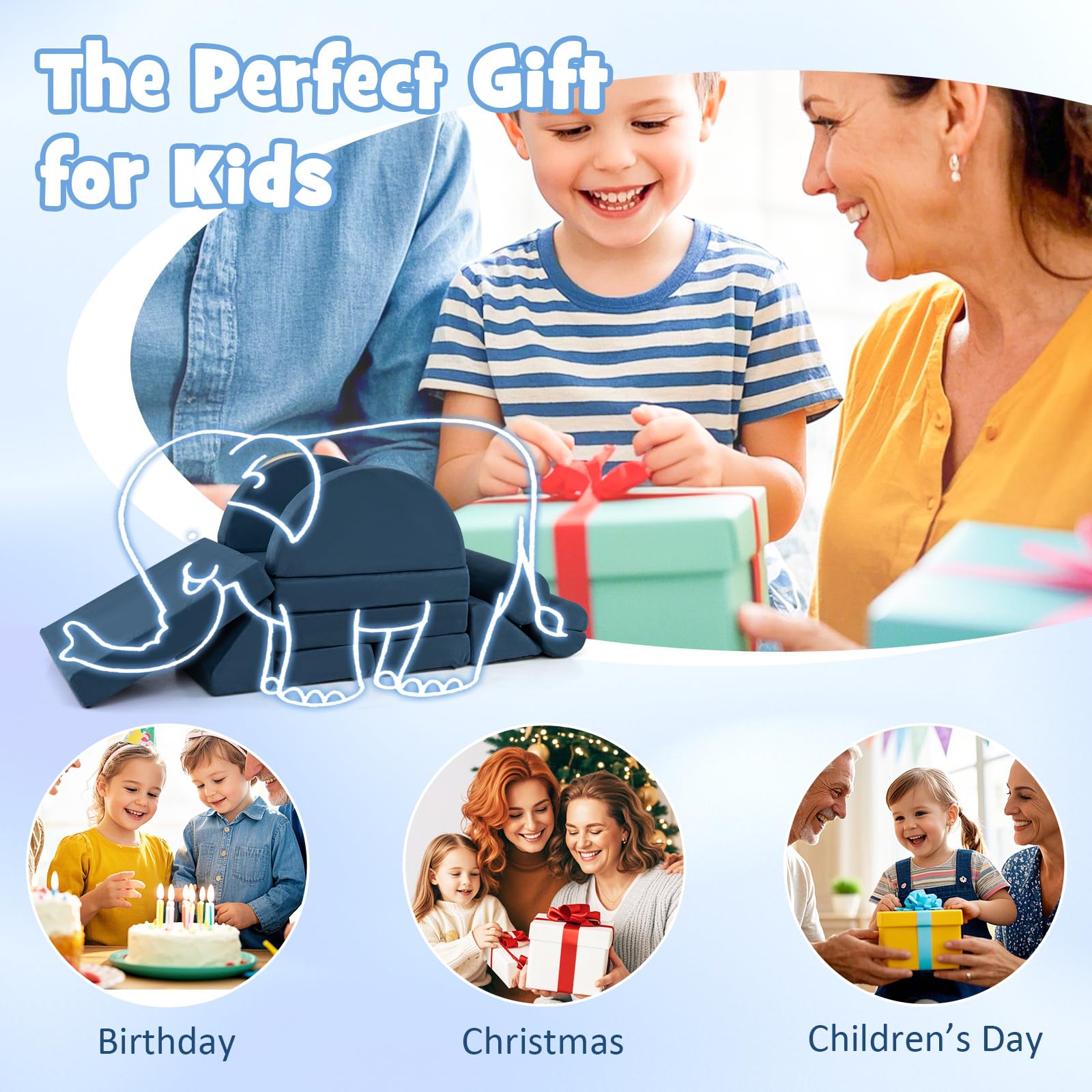 13 PCS Modular Kids Play Couch for Nursery Playroom Bedroom Living Room