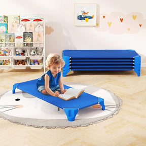 6 Pack Stackable Children's Nap Time Cots with Metal Frame and Oxford Cloth
