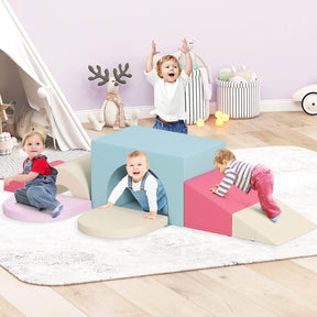 7-Piece Foam Climbing Blocks Soft PU Leather Play Gym