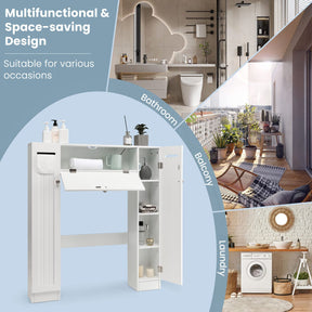 Giantex Over The Toilet Storage Cabinet, Freestanding Toilet Organizer w/Adjustable Shelves & Toilet Paper Holders, White