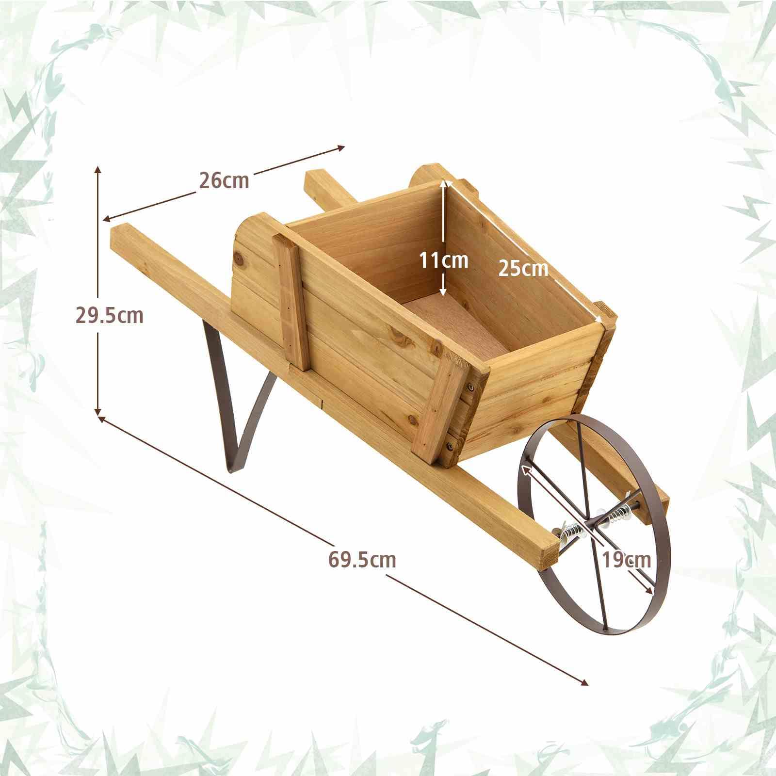 Wooden Wagon Planter, Small Wheelbarrow Wagon Flower, Indoor & Outdoor Raised Bed W/ 9 Magnetic Accessories