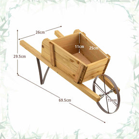 Wooden Wagon Planter, Small Wheelbarrow Wagon Flower, Indoor & Outdoor Raised Bed W/ 9 Magnetic Accessories