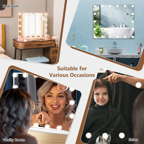 Giantex 65cm Vanity Mirror with Lights, Large Makeup Mirror with 18 Dimmable LED Bulbs, Wall-Mounted