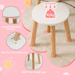 Girls Vanity Set with Mirror and Stool, 2 Large Drawers, Storage Shelf