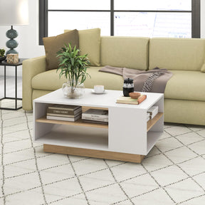 3-Tier Square Coffee Table Tea Table 90cm Cocktail Table Industrial Accent Table