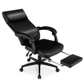 Giantex Ergonomic Executive Office Chair, High Back Leather Reclining Chair w/Headrest, Black