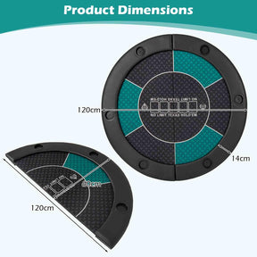 1.2M 6-Player Foldable Poker Table Top, Portable Round Blackjack Board Game Mat w/Carrying Bag