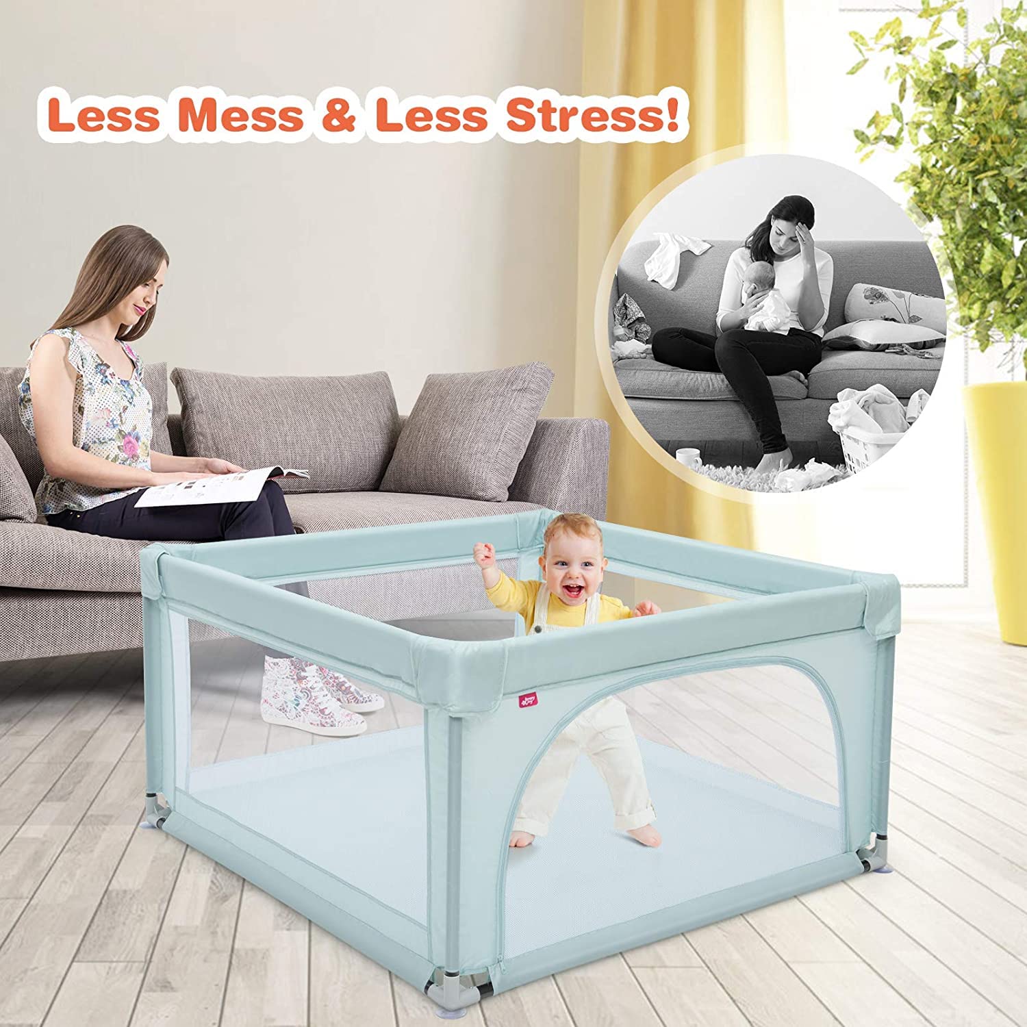 Playpen Baby Toddlers Safety Activity Fence with 50 Ocean Balls