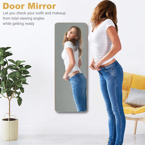 Giantex Full Length Mirror, Over The Door Mirror, Rectangle Wall Mounted Mirror w/ Bamboo Frame & Round Corners