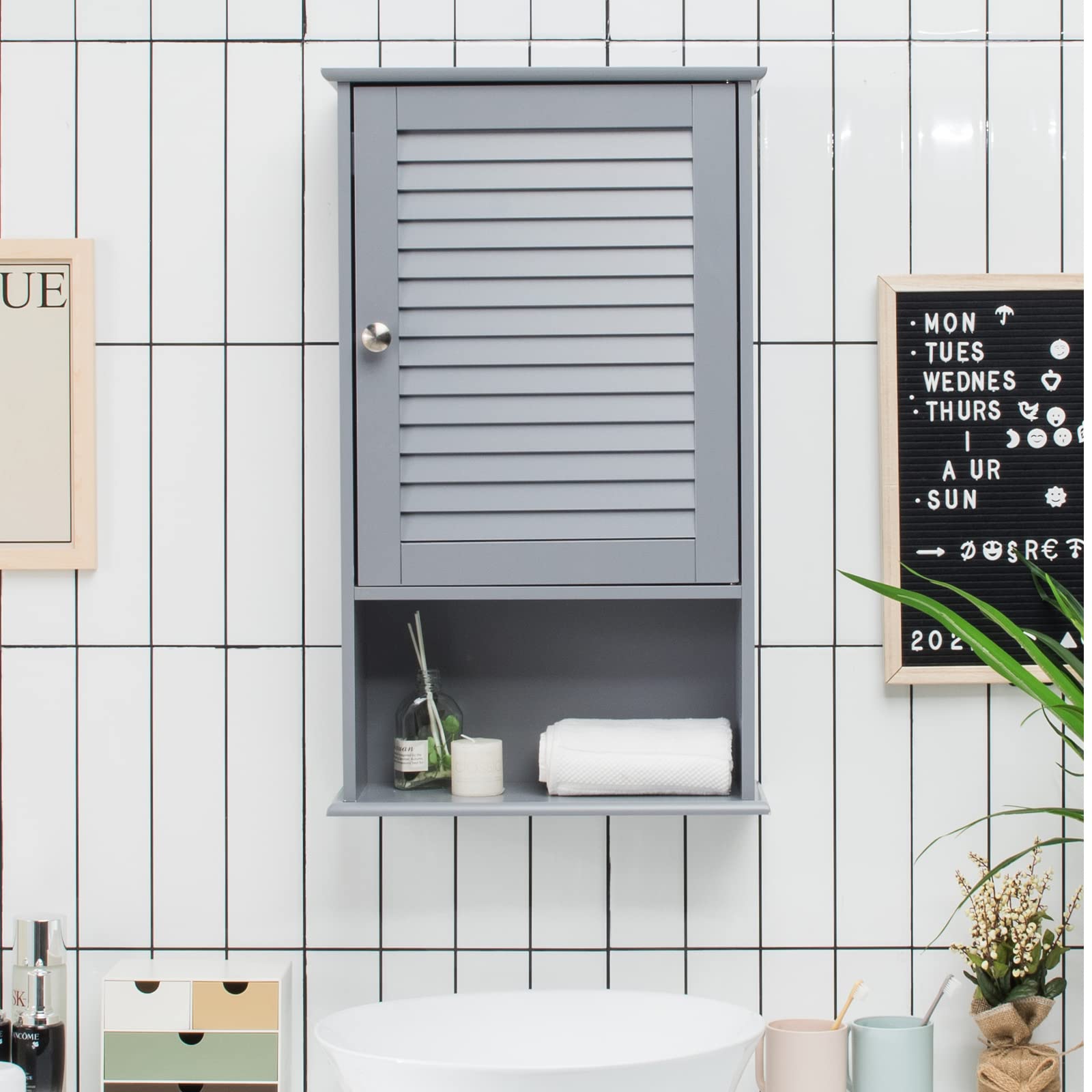 Giantex Bathroom Wall Cabinet, Large Capacity Storage Cupboard