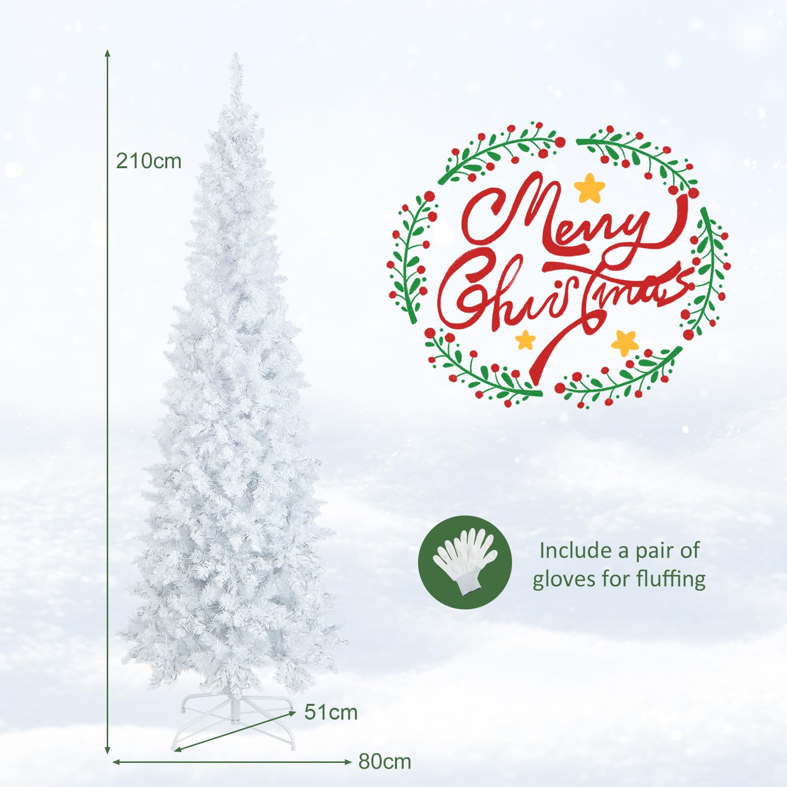 2.1M Pre-Lit White Christmas Tree with 8 Lighting Modes