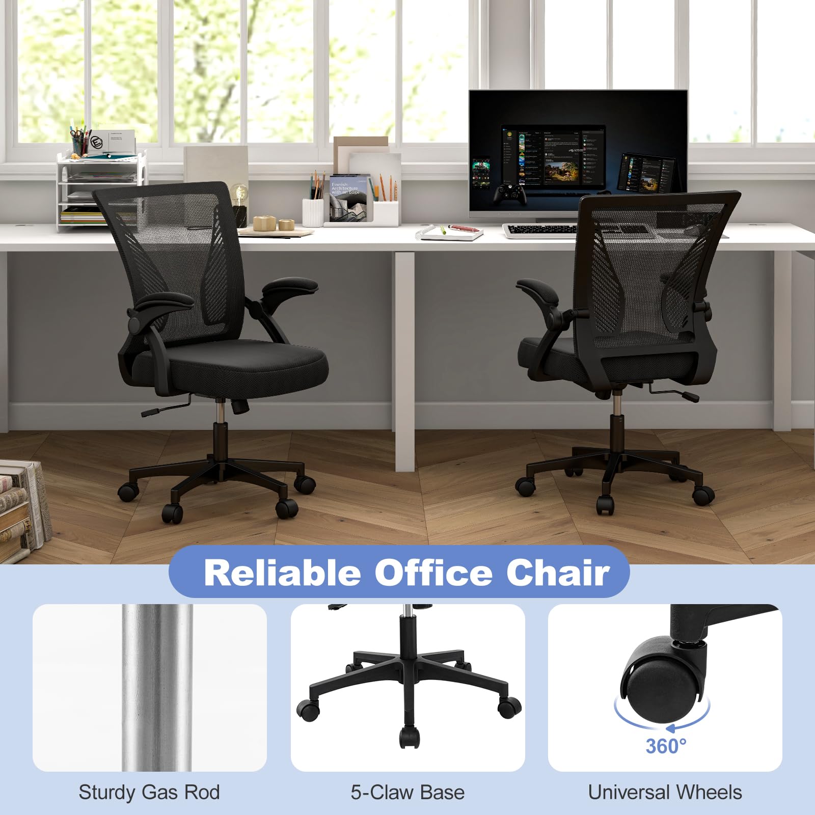 Giantex Ergonomic Office Chair, Adjustable Swivel Task Chair with Flip-Up Armrests