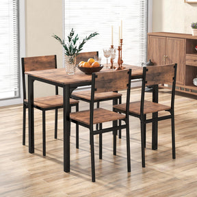 Giantex 5 Piece Dining Table Set, Industrial Style Kitchen Table & Chairs for 4 w/Backrest & Metal Frame