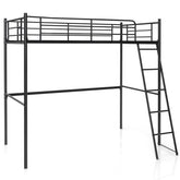 Loft Bed with Ladder, Heavy-Duty Steel Bed Frame with High Guard Rails, Versatile Bed Frame with Ample Underneath Floor Space for Working & Relaxation