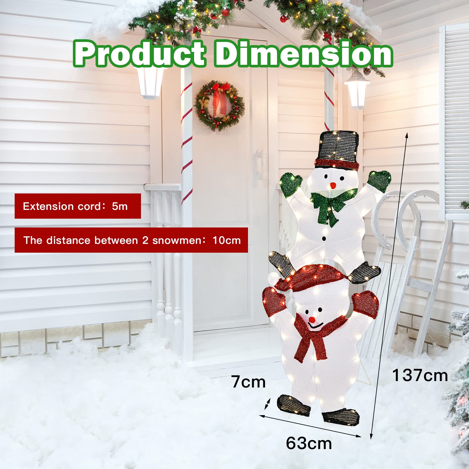 Christmas Santa Snowman, Lighted Pre-Lit LED Xmas Santa & Snowman