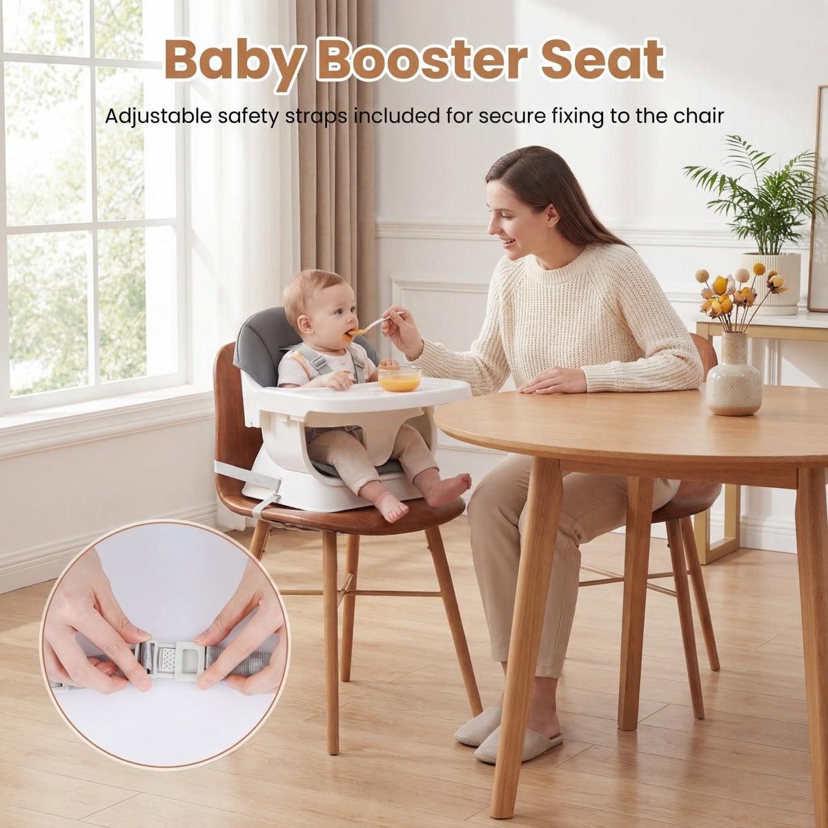 Convertible High Chair for Babies & Toddlers, Baby Feeding Chair w/3-Position Adjustable Tray & 5-Point Harness
