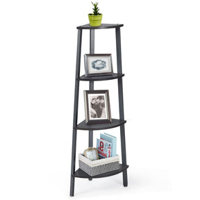 Giantex 4-Tier Corner Shelf, Lightweight Wood Look Organizer w/Metal Frame, Multipurpose Storage Shelf