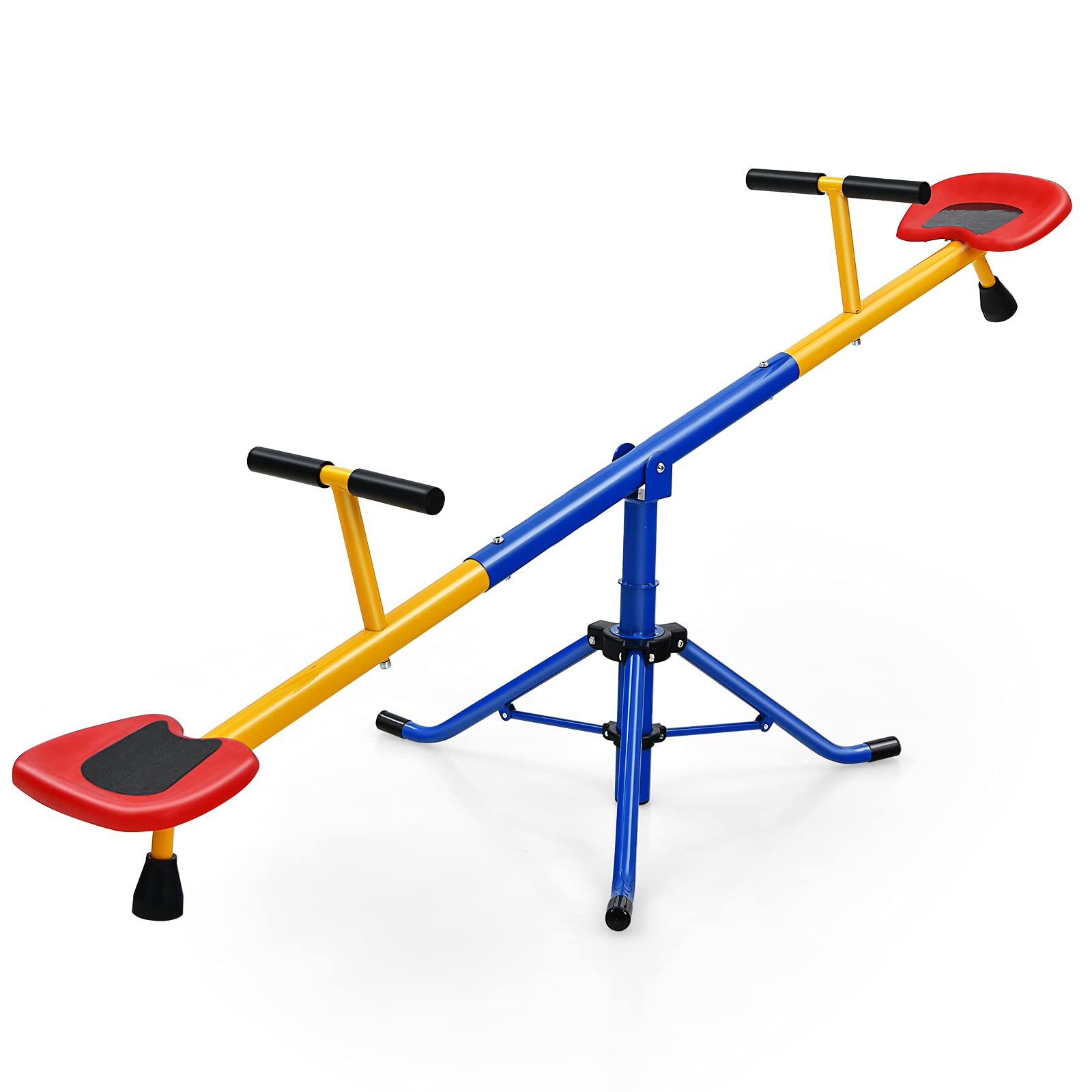 Kids Seesaw, Swivel Teeter Totter Playground Equipment for Children w/360 Degree Rotation, Stopper Leg