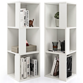Giantex Bookcase, Freestanding 3-Tier Bookshelf, Asymmetric Display Shelf w/ 6 Compartments