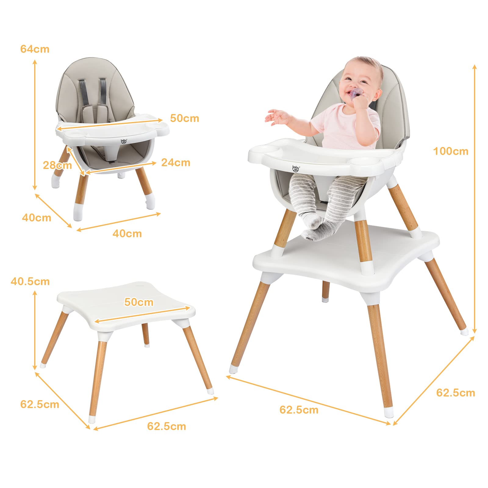 5 in 1 High Chair, Convertible High Chairs for Babies and Toddlers/Booster Seat/Table and Chair Set