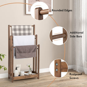 Freestanding Wood Towel Rack, 3-Tier Towel Rack Holder with Bottom Storage Shelf, Anti-toppling Device