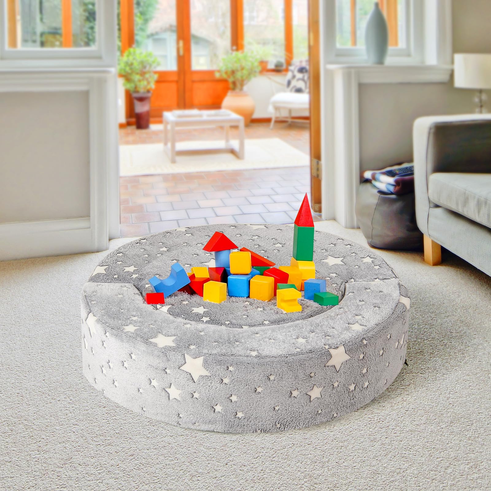 2-in-1 Toddler Chair Glow in the Dark Kids Couch with Removable and Washable Cover