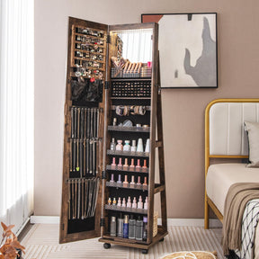 Giantex 164cm Mobile Jewelry Cabinet Armoire, Standing Lockable Jewelry Organizer