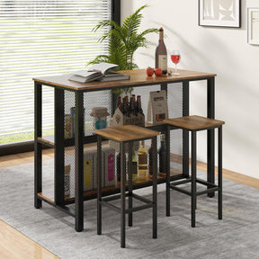 Giantex 91 cm Tall Bar Table with Storage 3-Tier Wine Bar Unit Table with Open Shelves